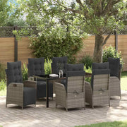 Set da Pranzo per Giardino con cuscino 7 pcs Grigio polyrattan