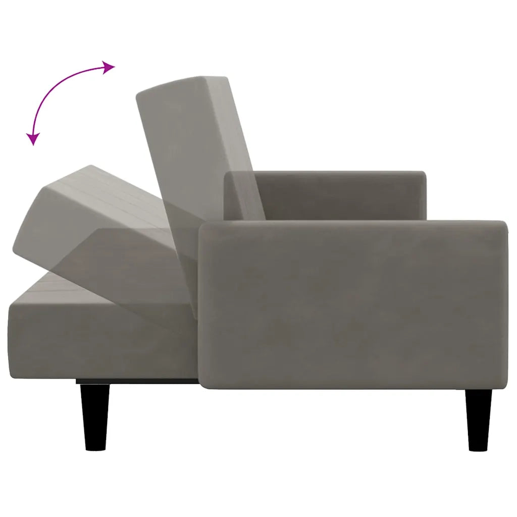 Divano letto | Sof¨¤ letto | Letto singolo a 2 Posti Grigio Chiaro in Velluto