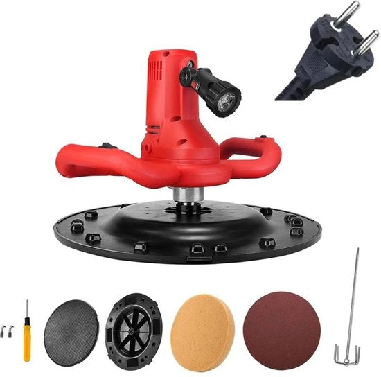 Macchina per levigare superfici - Macchine per levigare superfici - Rosso - Elettrica - Mortaio per intonaco - Spatola per intonaco - Levigatrice superfici - 1700W 80-600Rpm - Gesso - Levigatrice superfici - Kit di attrezzi con miscelatore