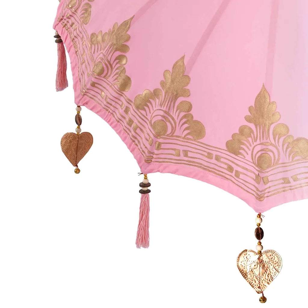 Parasol con Base Rosa e Marrone 250 cm Cotone e Legno 3356916