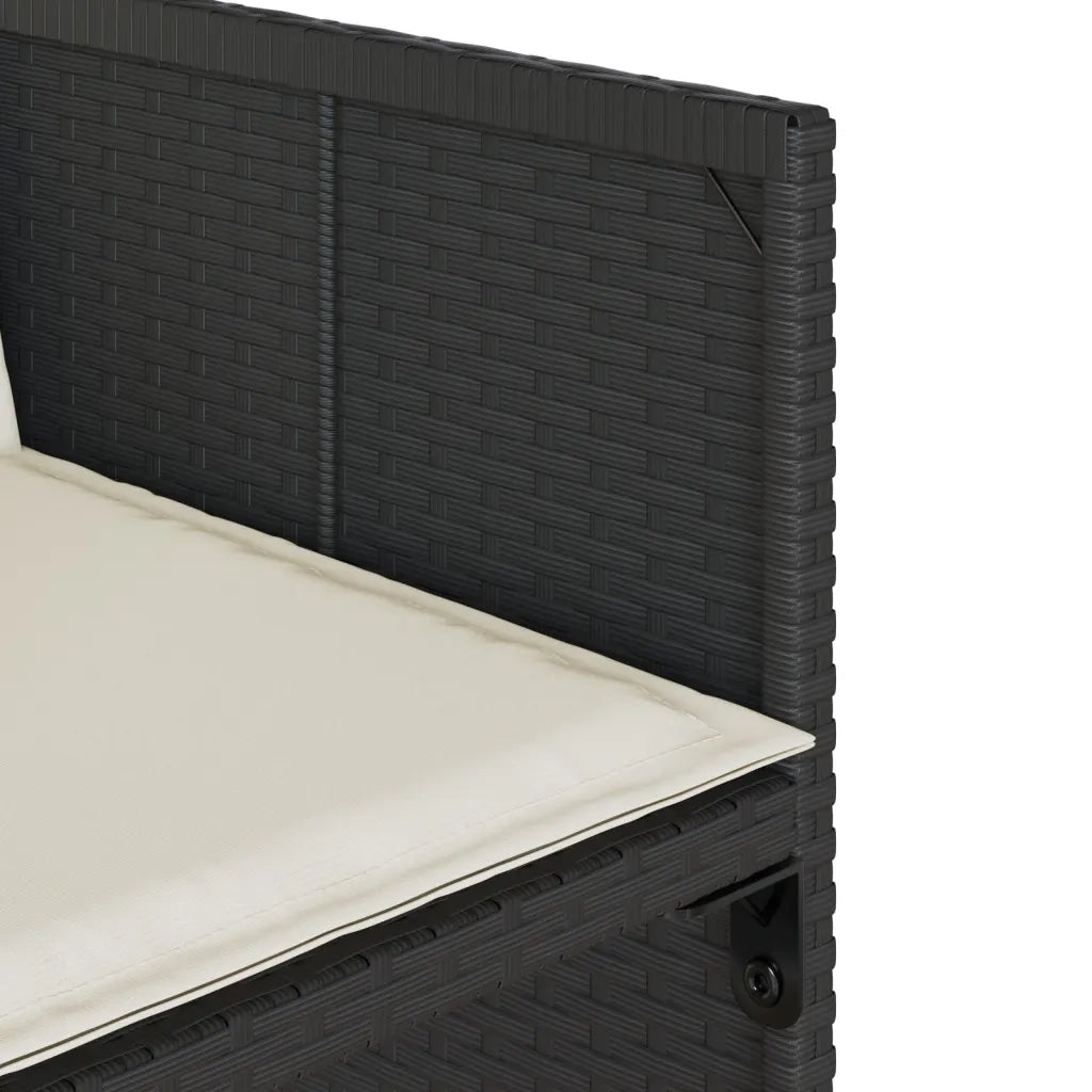 Set da Pranzo da Giardino 17 pz con Cuscini Nero in Polyrattan 3211251