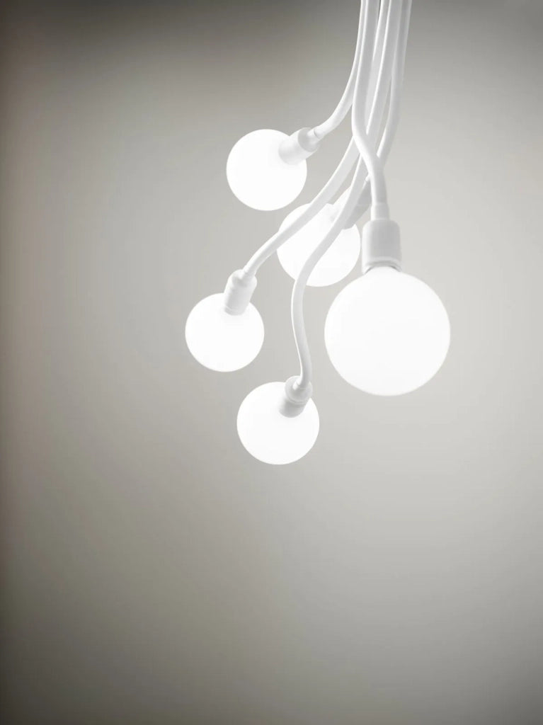 Lampadario a soffitto in metallo e gomma bianco Bulbo 3 luci attacco E27