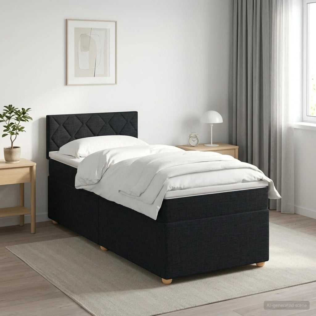 Letto box spring con materasso Nero 100 x 200 cm Tessuto 3450897
