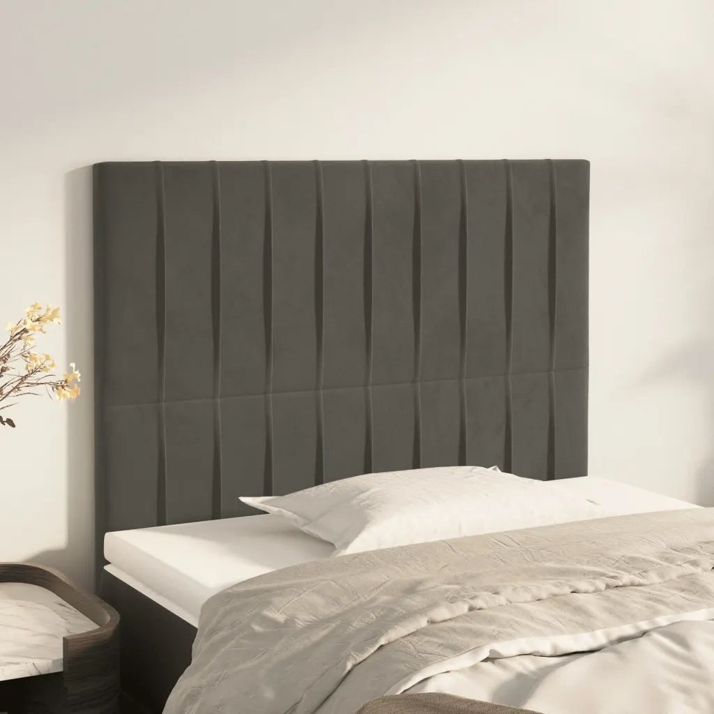 Testiera | Testata Grigio Scuro 90x5x118/128 cm Velluto