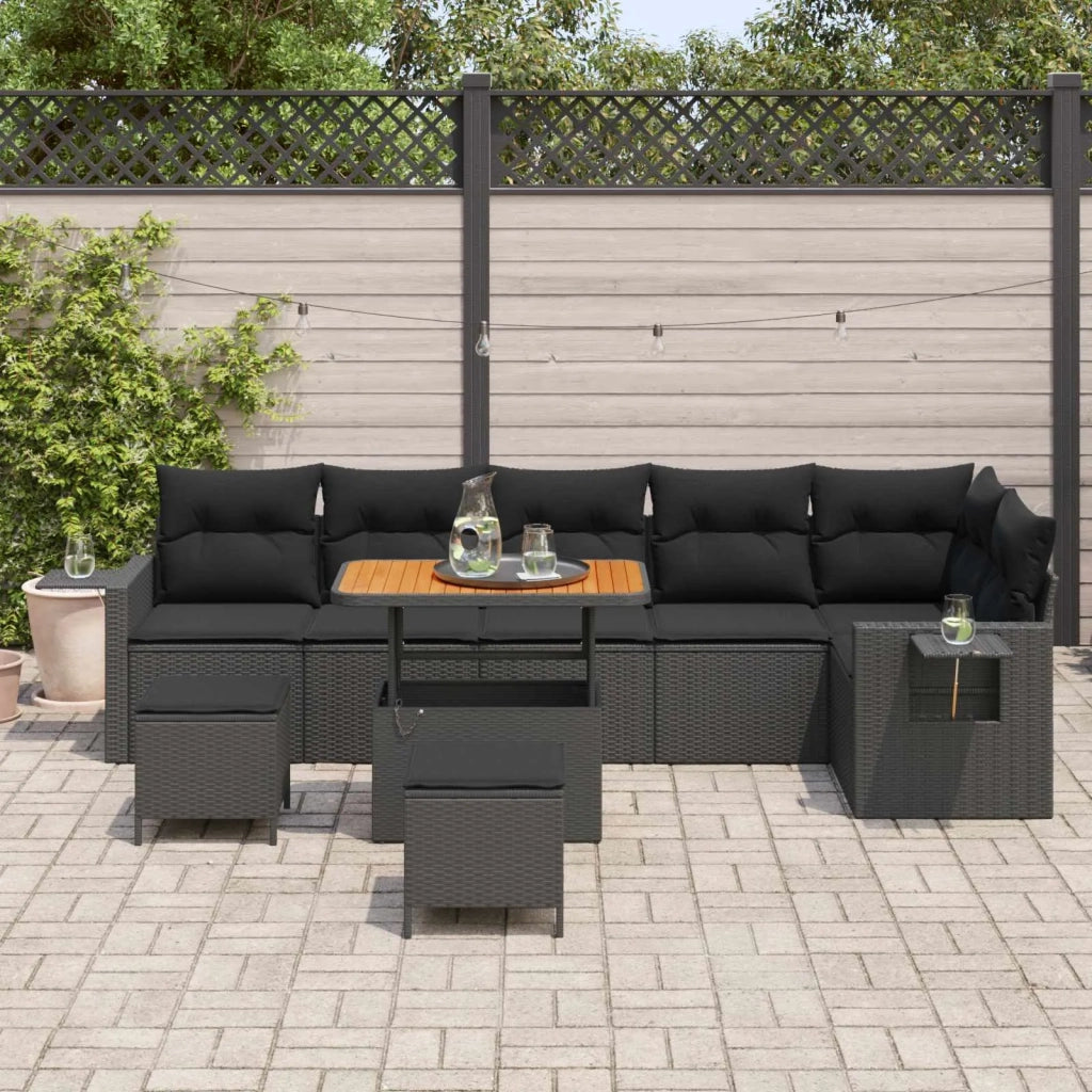 Set Divano da Giardino con cuscino 11 pcs Nero polyrattan 3363714