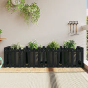 Fioriera Giardino a Recinzione-Vaso con Ringhiera-Contenitore per Piante Nera 200x50x50cm Massello Pino