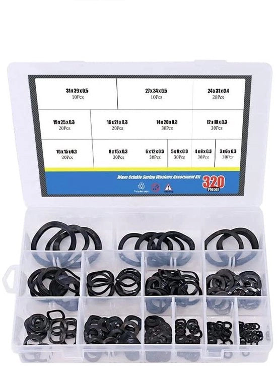 Set di Fissaggi in Acciaio di Carbonio di Alta Qualità - 320 Elementi - Resistente ai Scontri - Elastico - Resistente ai Vibrazioni - Duraturo - Regolabile