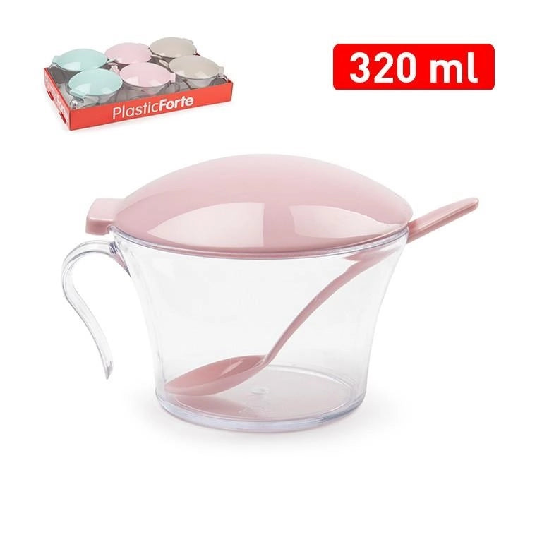 Zuccheriera in Plastica con Cucchiaino da Tavola 320 ml Vari Colori