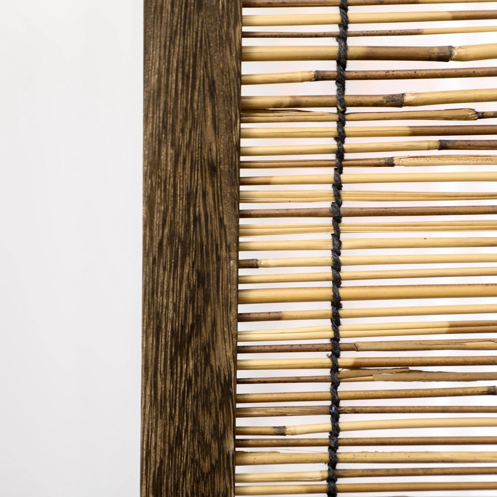 Biombo Pieghevole 4 Pannelli ¨C Minimal ¨C Legno e Canne Naturali 160x1.8x170 cm