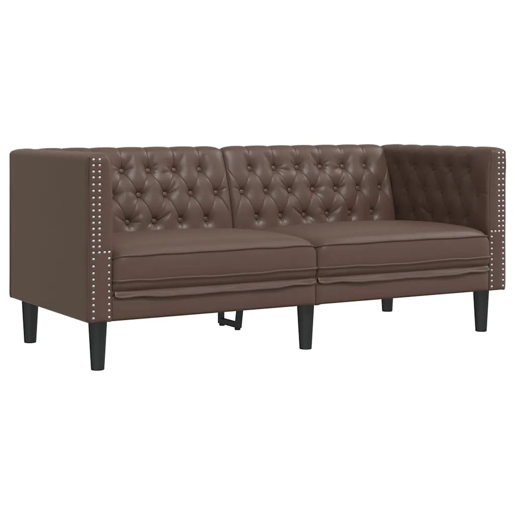 Set Divani Chesterfield 2pz Marrone in Similpelle 3209276