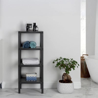 Scaffale bagno 4 ripiani bianco effetto legno in kit montaggio Buzz