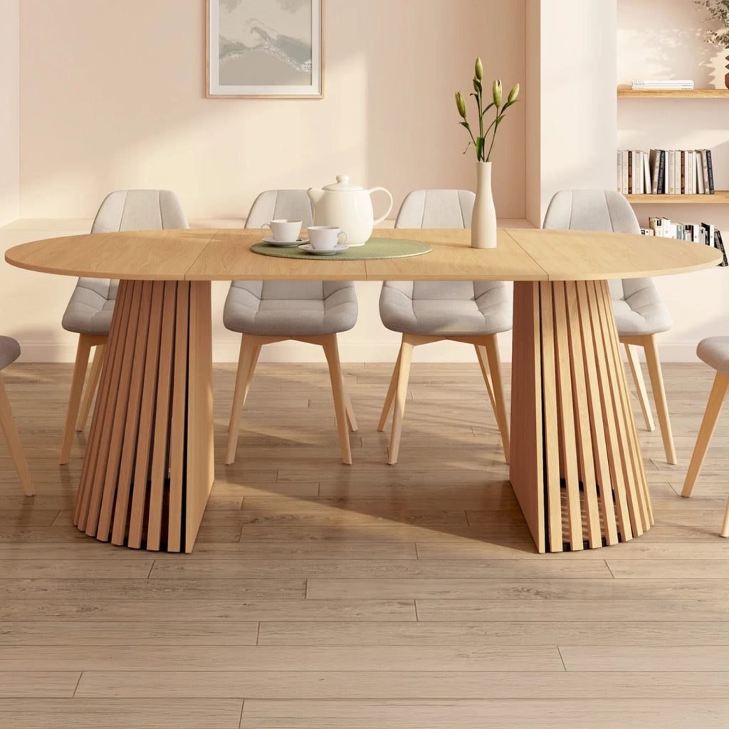 IDMarket - CARMEN tavolo da pranzo rotondo allungabile 4-10 persone gamba in legno 110-200 cm