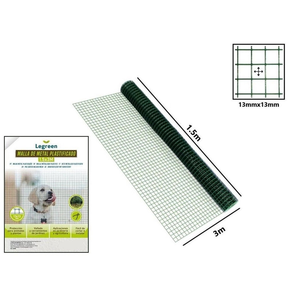 Trade Shop - Set 3pz Rete Metallica Plastificata Per Recinzione Cancelli Giardino 1.5x3mt 223097 -