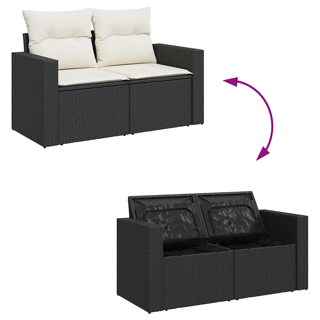 Set Divani da Giardino 5 pz con Cuscini in Polyrattan Nero 3327031