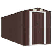 Casetta da giardino cabina ripostiglio capanno da esterno capanno per attrezzi robusta scura 192 x 606 x 223 cm acciaio zincato marrone 02_0022322