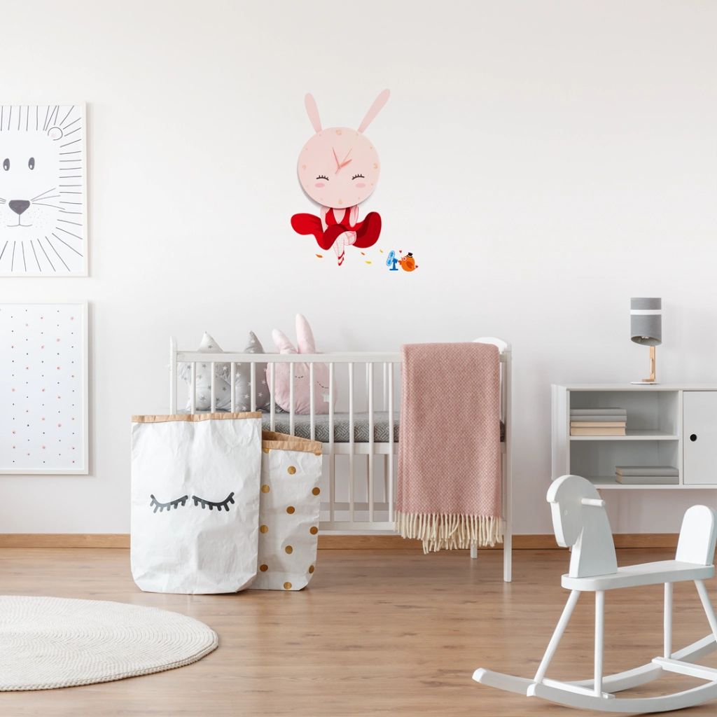 Lampada bimbi da parete Bunny LED 0,6W con orologio Milagro