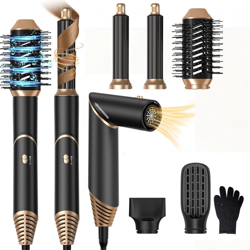 Trade Shop - Air Styler 5in1 Spazzola Capelli Ad Aria Calda Asciugacapelli Liscio Onde Ricci Multifunzione -