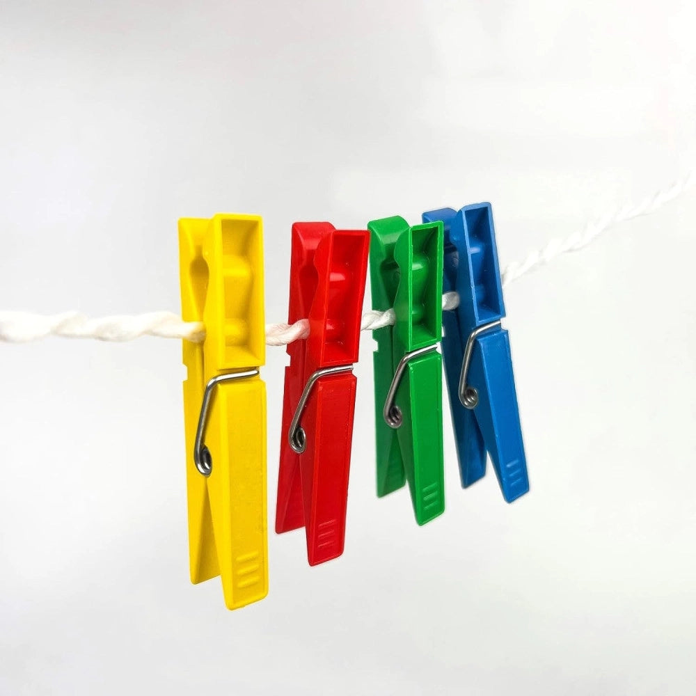 Trade Shop - 30 Pezzi Pinze Mollette Stendere Panni Bucato Colorate Extra Forti In Plastica -