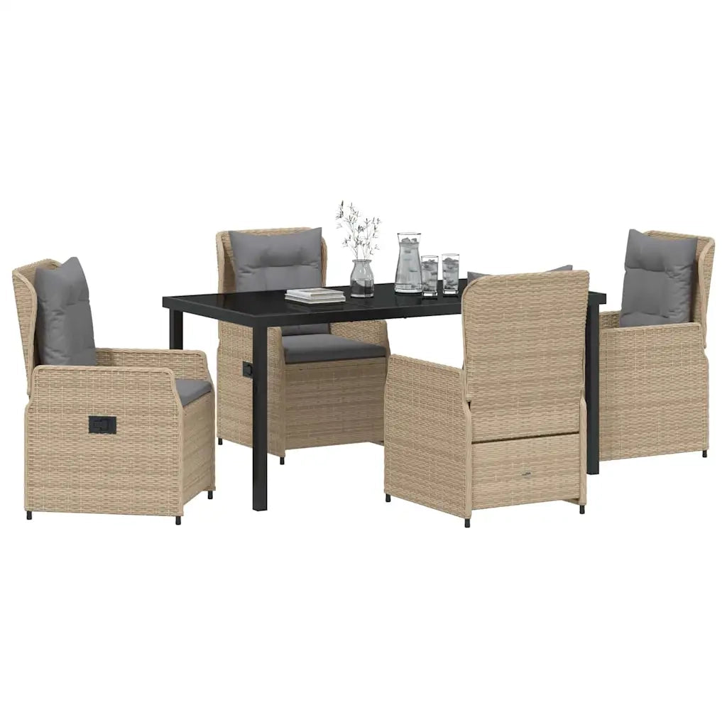 Set da Pranzo per Giardino 5 pcs Beige e Grigio Chiaro