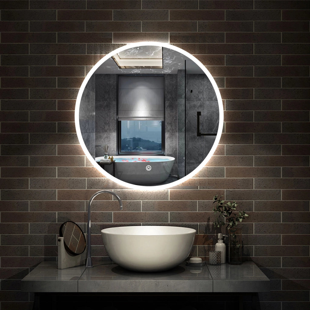 specchio 60 cm rotondo con luce led antiappannamento e touch