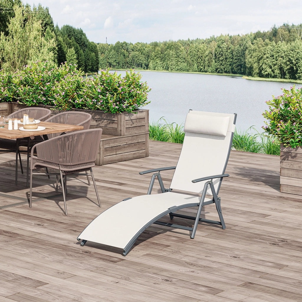Sdraio da Giardino Pieghevole con Cuscino ¨C Minimal ¨C 137x63.5x100.5cm Beige