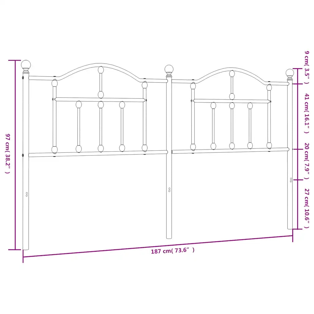 Testiera | Testata di Ricambio in Metallo Nero 180 cm