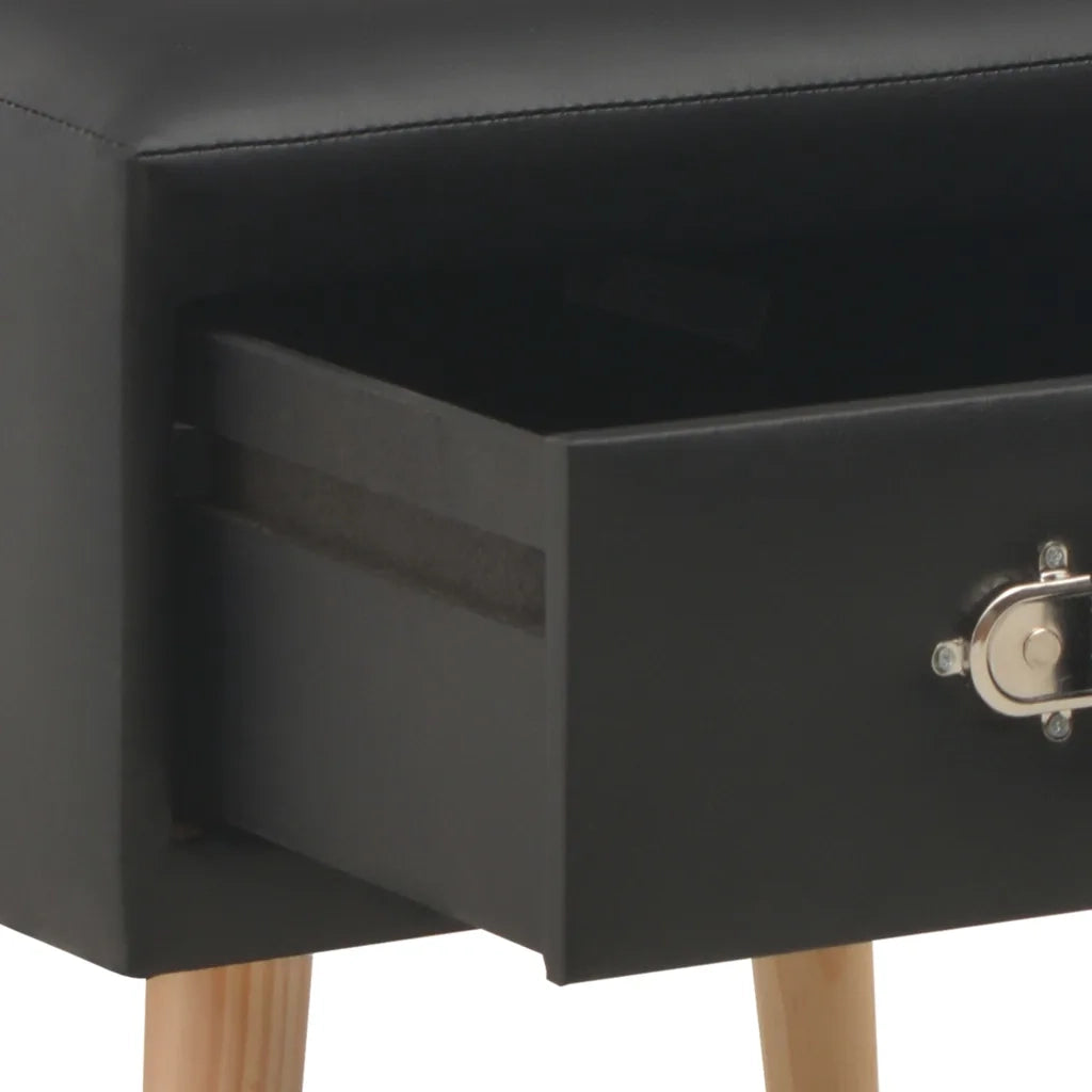 Comodino Nero 40x35x40 cm in Similpelle 247537