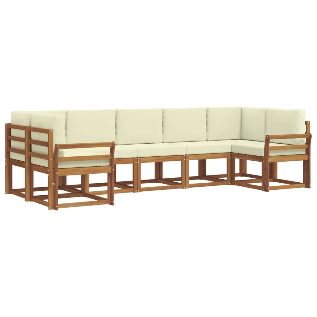 Set di divani da esterno con cuscino 7 pcs Naturale e Crema 3366918