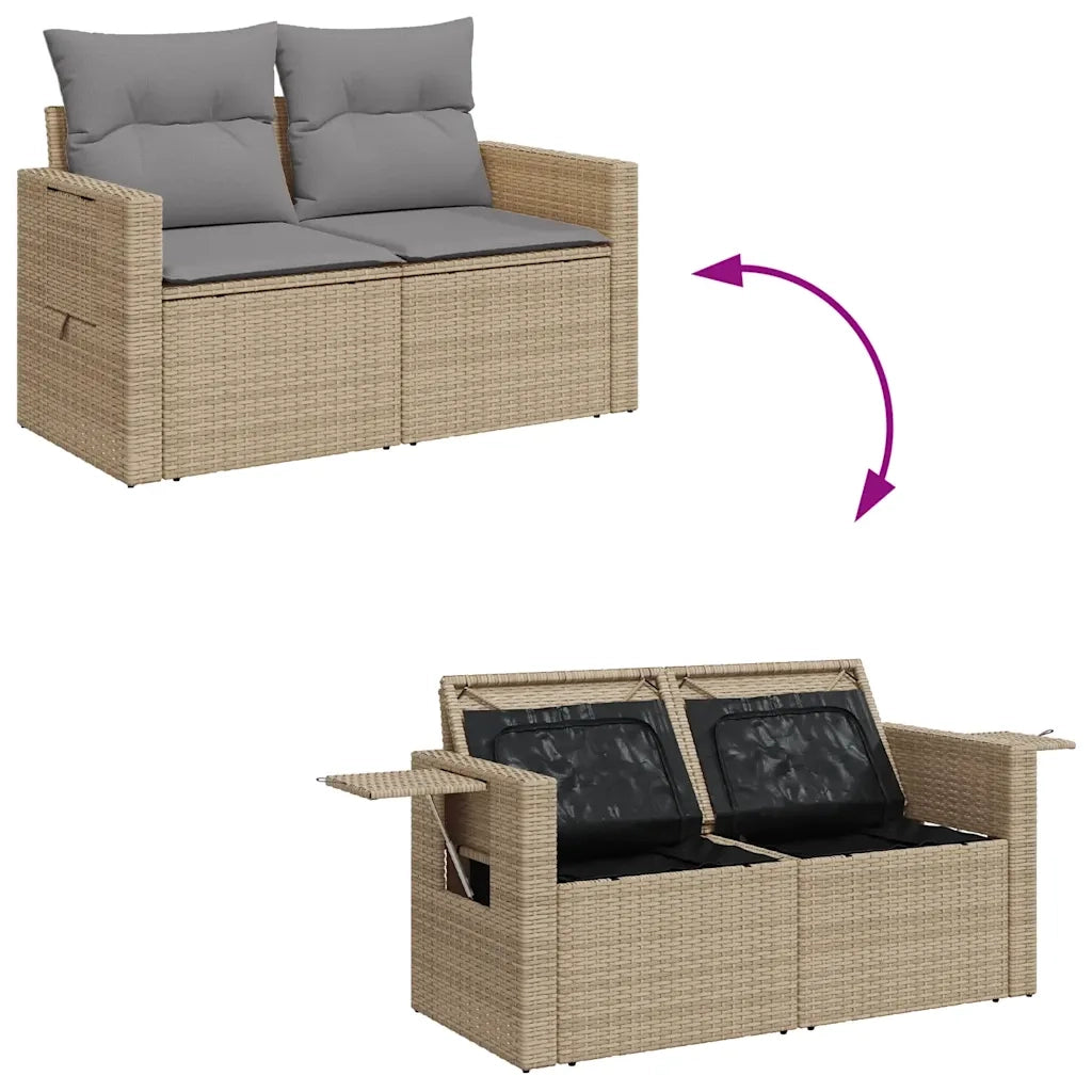Set Divano da Giardino 8 pz con Cuscini Beige in Polyrattan 3325825
