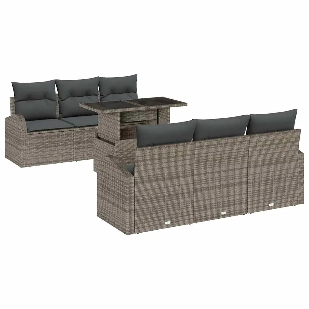 Set Divano da Giardino 7 pcs Grigio Rattan in Polipropilene 3357302