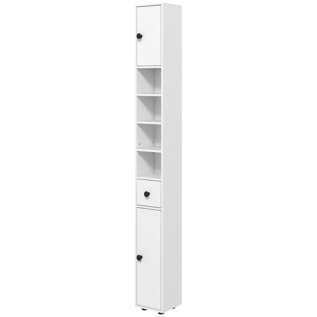 Colonna Bagno con Cassetto e Ripiani ¨C Xylo ¨C Legno Bianco 20x20x180 cm