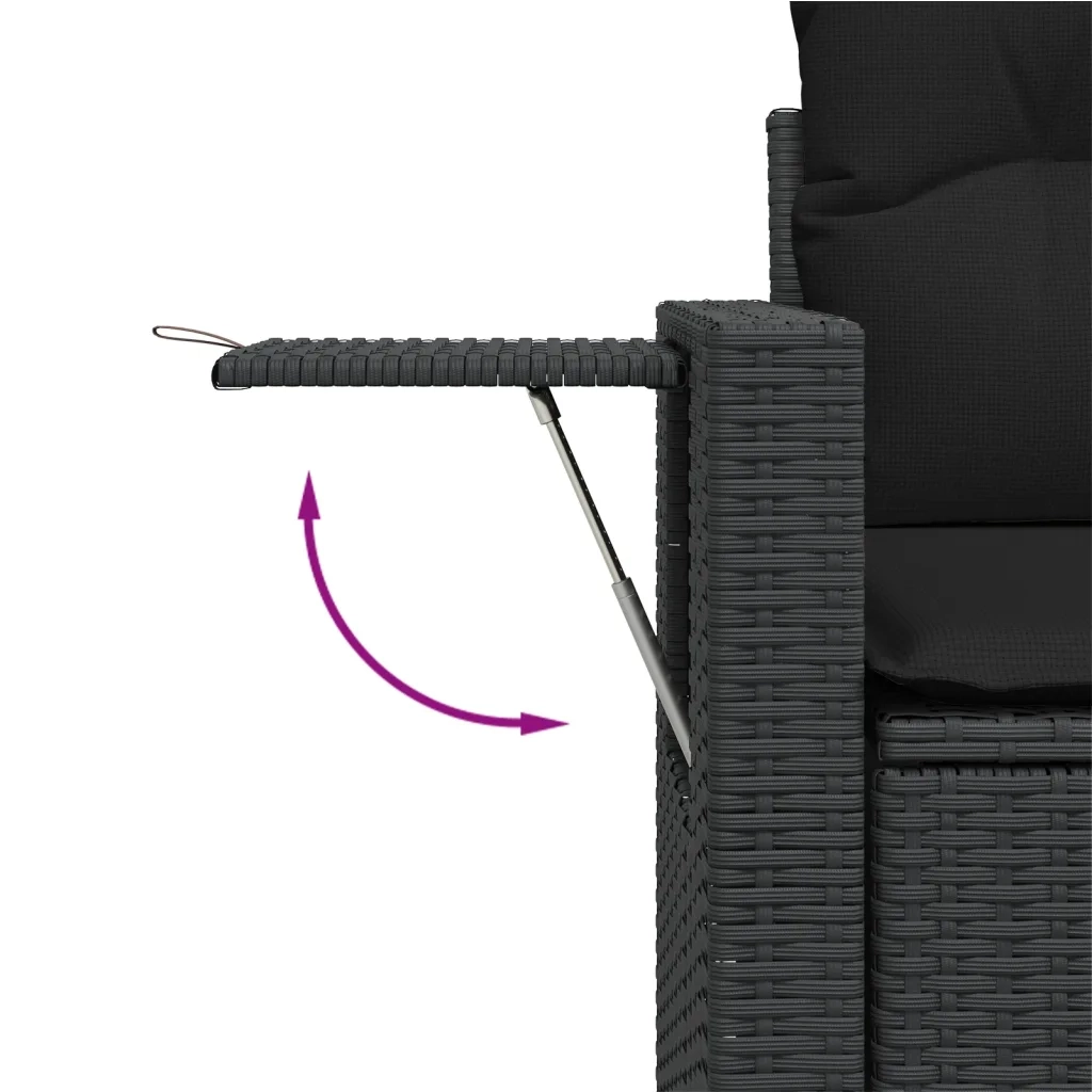 Set Divani da Giardino 10pz con Cuscini in Polyrattan Nero 3224844