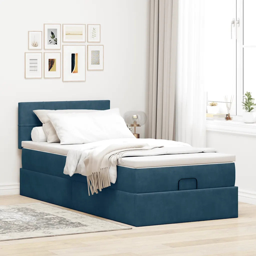 Struttura Letto Pouf con Materasso 100x200 cm Velluto 3312606