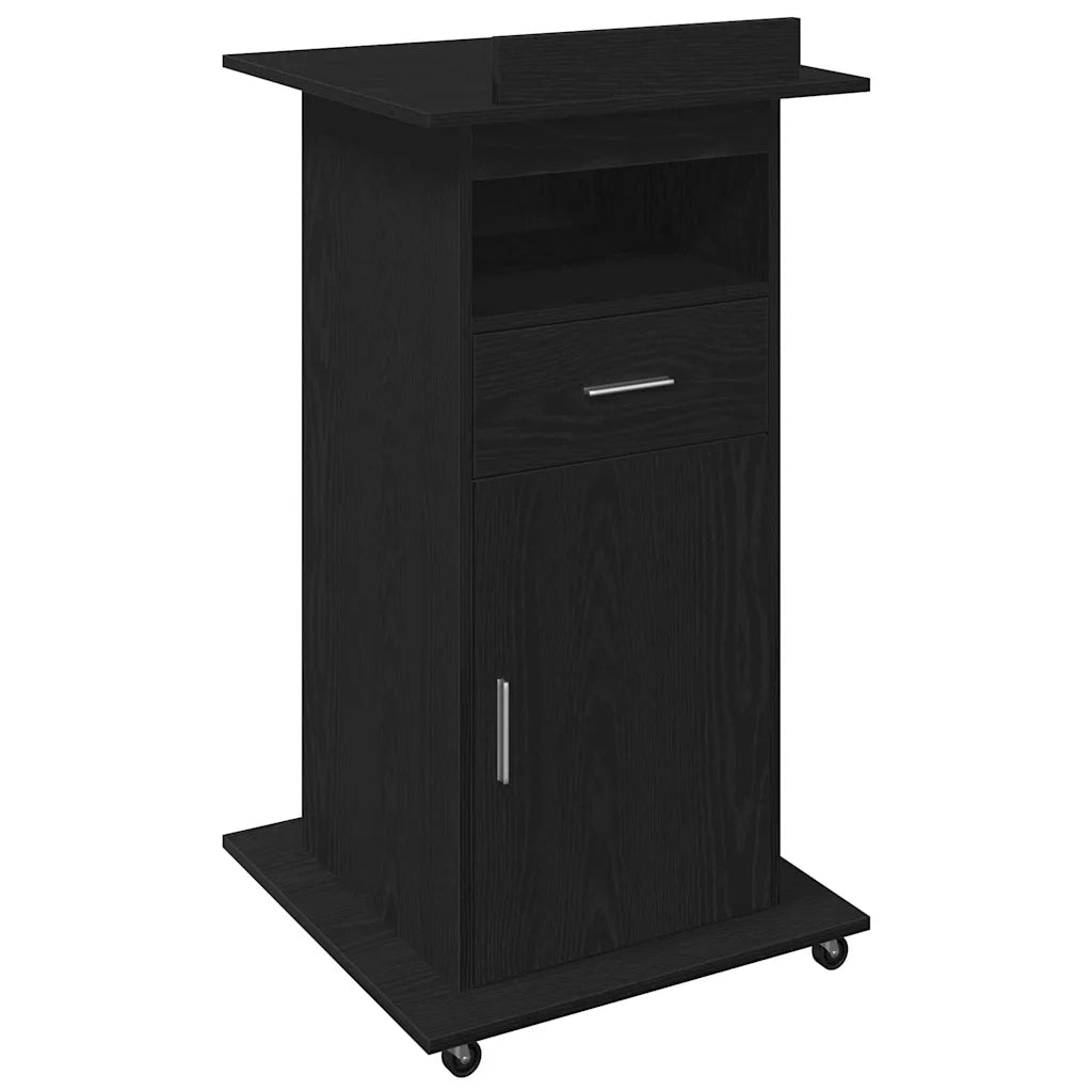Podio con ruota Rovere Nero 55 x 55 x 107 cm Legno multistrato 862299