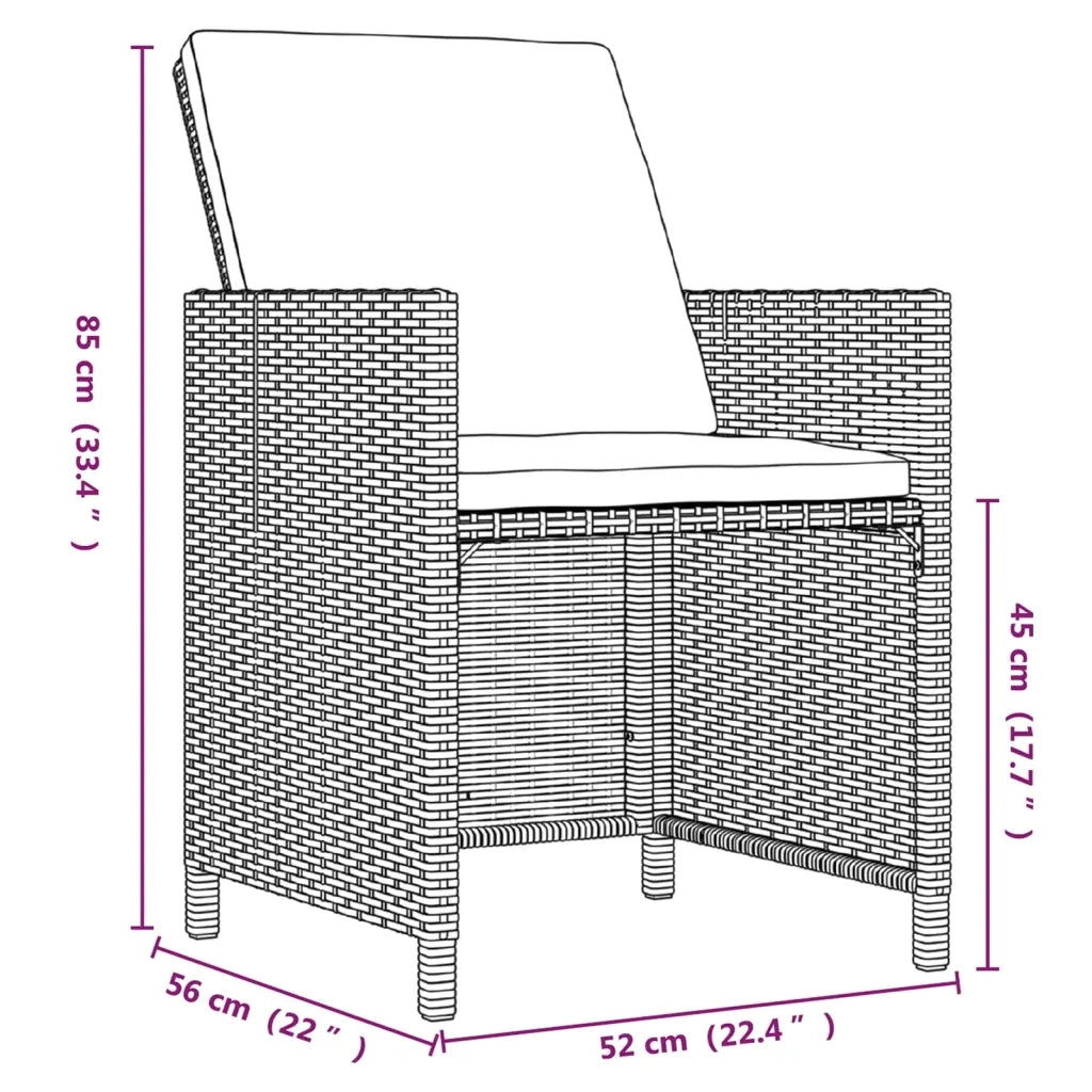 Set da Pranzo da Giardino 5 pz con Cuscini in Polyrattan Nero 3095519