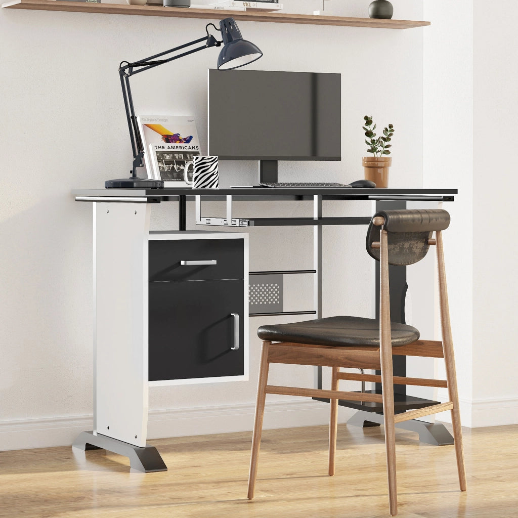 Scrivania per computer ¨C zephmum ¨C MDF nero e bianco 100x52x75 cm