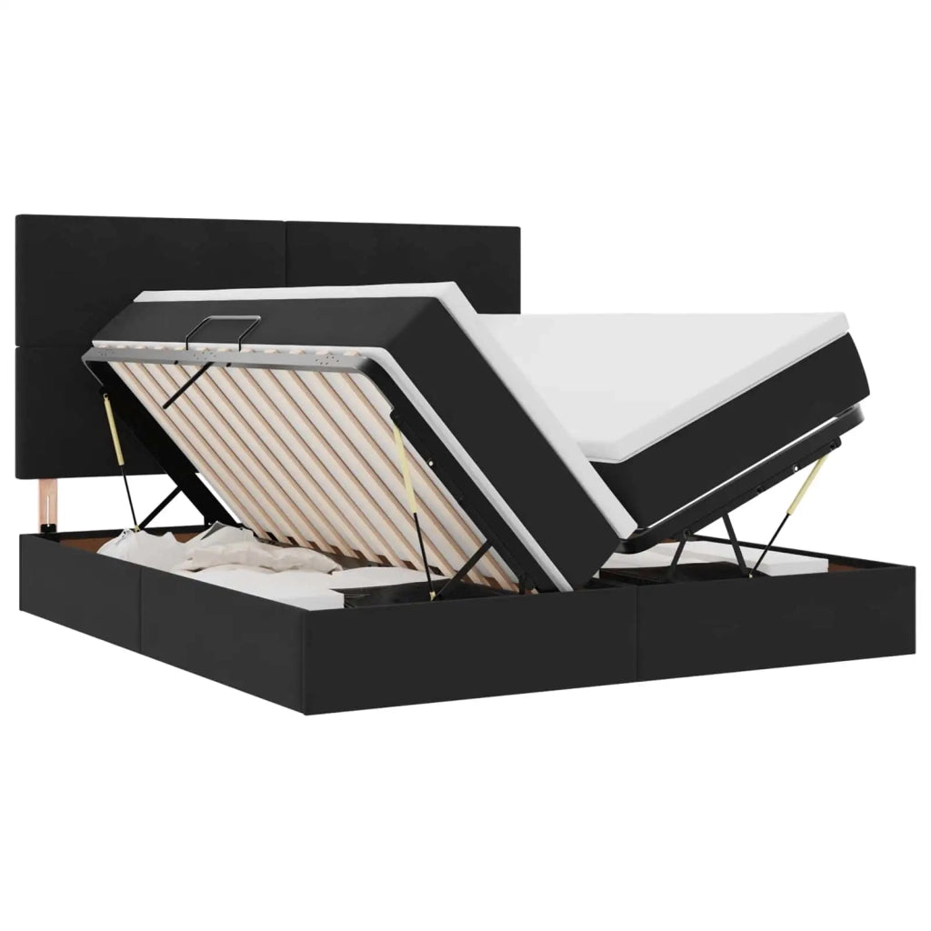 Letto con Contenitore con materasso Nero 180 x 200 cm Velluto