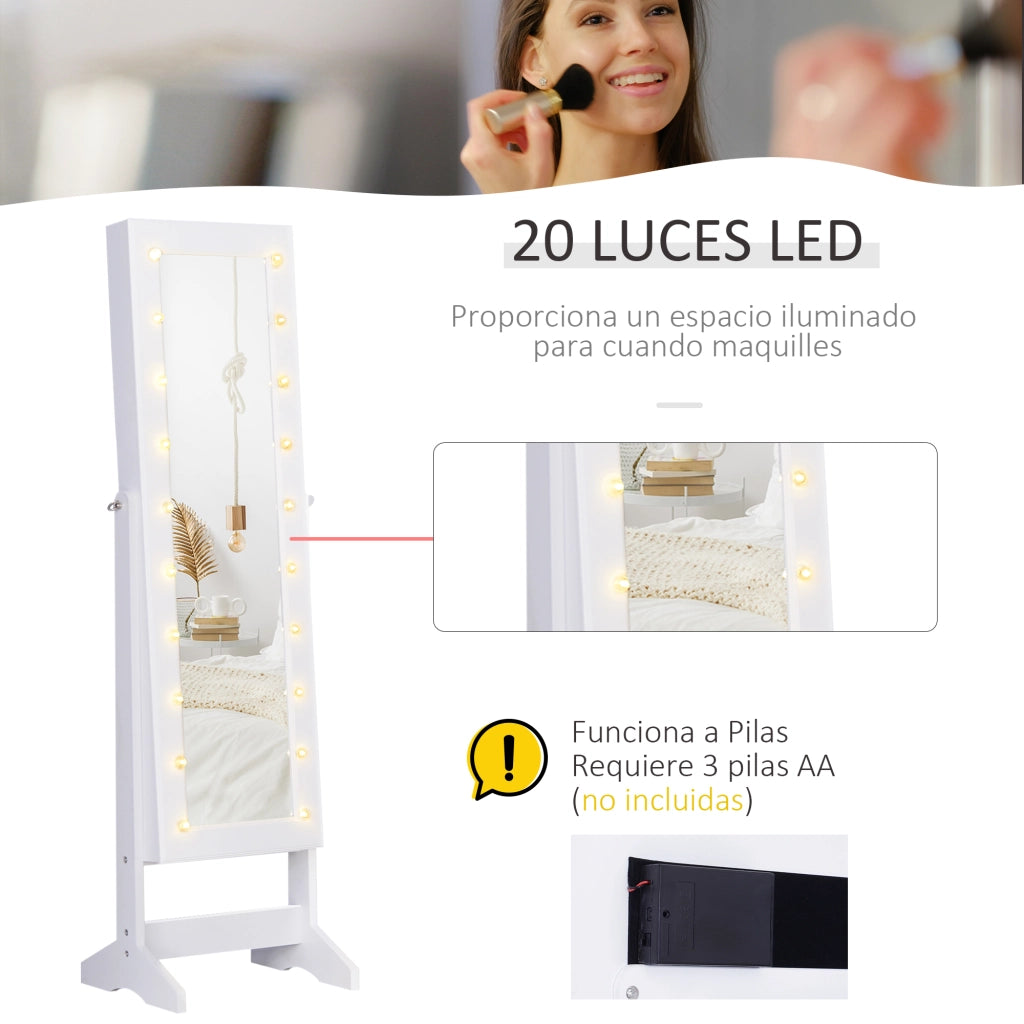 Armadio gioielli con luci LED ¨C zephmum ¨C bianco 40x37x146 cm