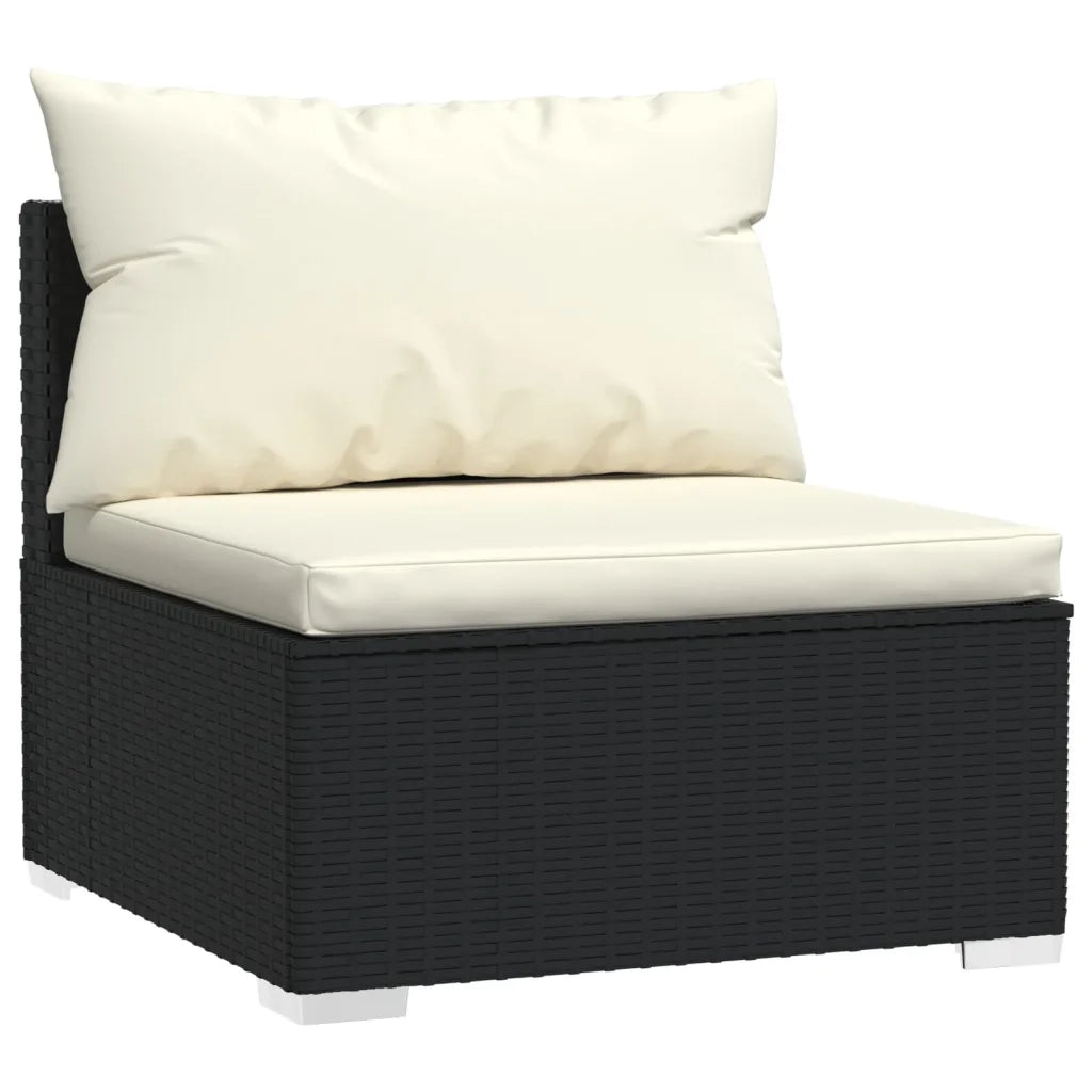 Divano a 3 Posti con Cuscini in Polyrattan Nero 317495