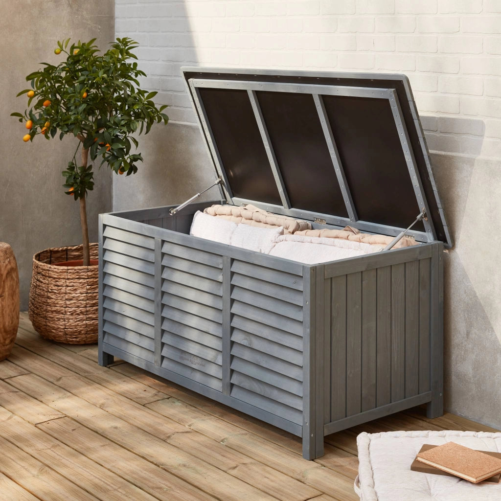 Cassapanca in legno di abete 330l, grigio