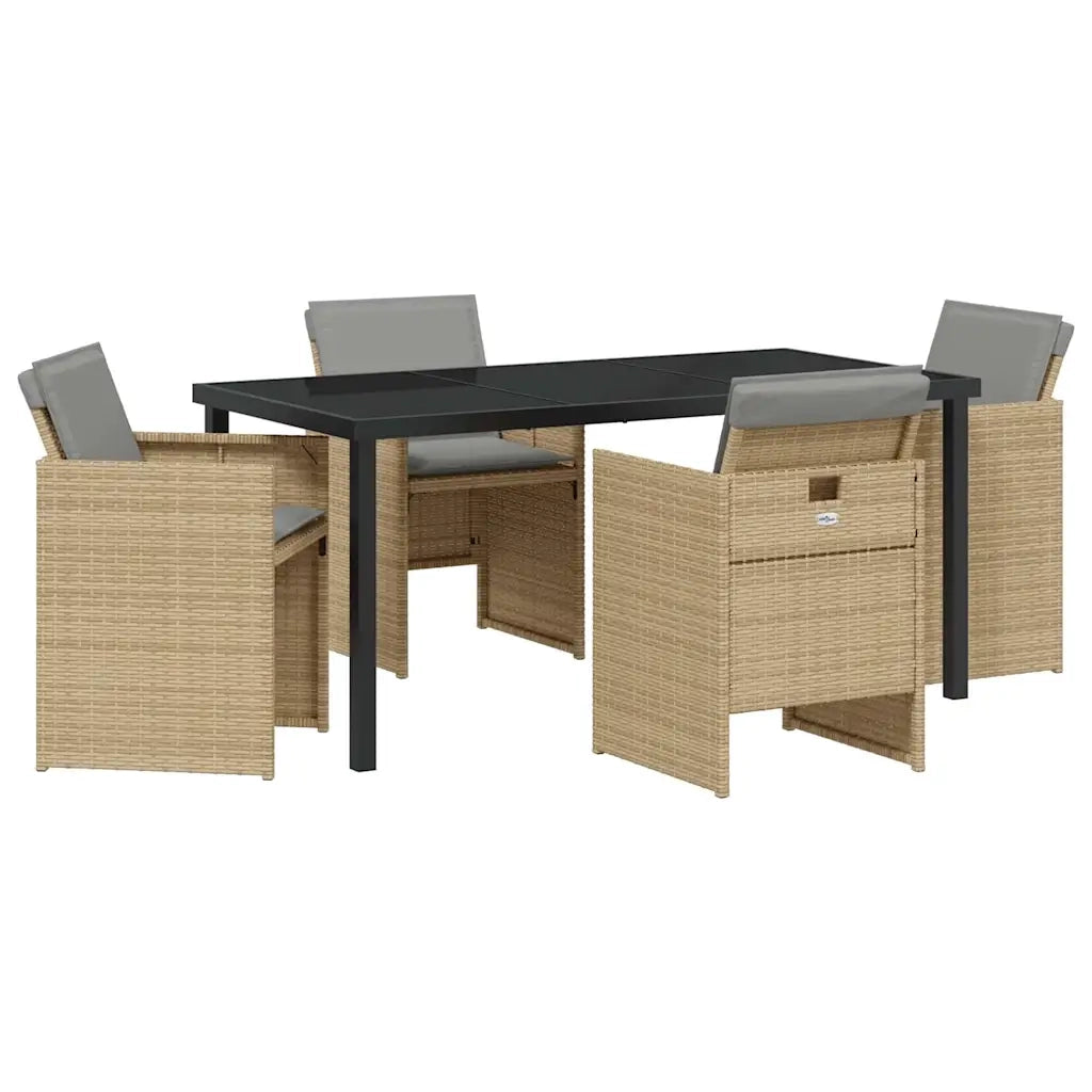 Set da Pranzo per Giardino 5 pcs Beige polyrattan