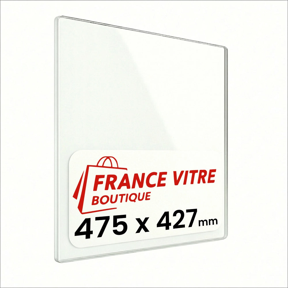475 x 427 x 4 mm - Vetro per stufa a legna - vetro camino di ricambio - vetro per caminetto resistente al fuoco - France Vitre