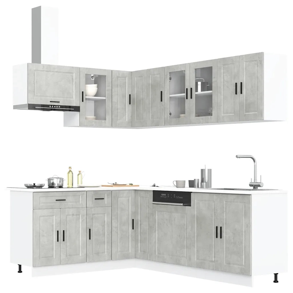 Set Mobili da Cucina 11 pz Porto Grigio Cemento in Truciolato 3314905