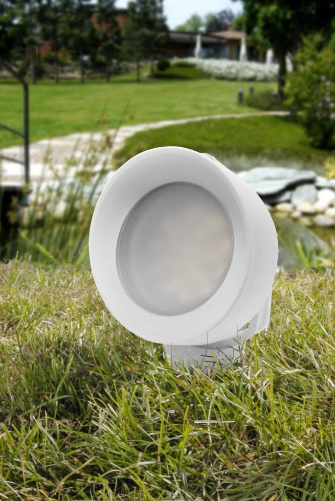 ROMA D15 CM FARETTO CON PICCHETTO 1 LUCE ATTACCO GX53 BIANCO IP66 LAMPADINA LED INCLUSA 10W CCT INCLUSA