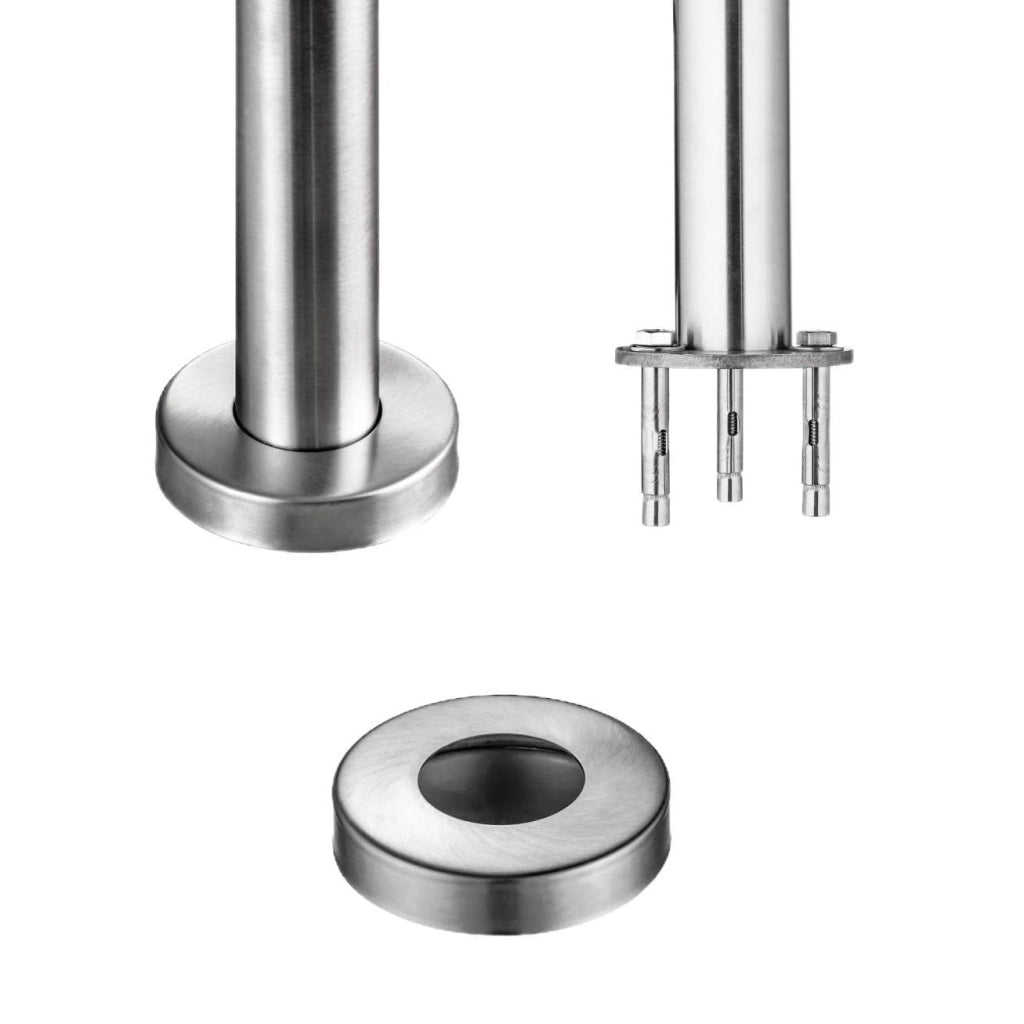 Ringhiera Balaustra Corrimano in acciaio inox spazzolato 80x106cm per interni ed esterni 3 barre trasversali