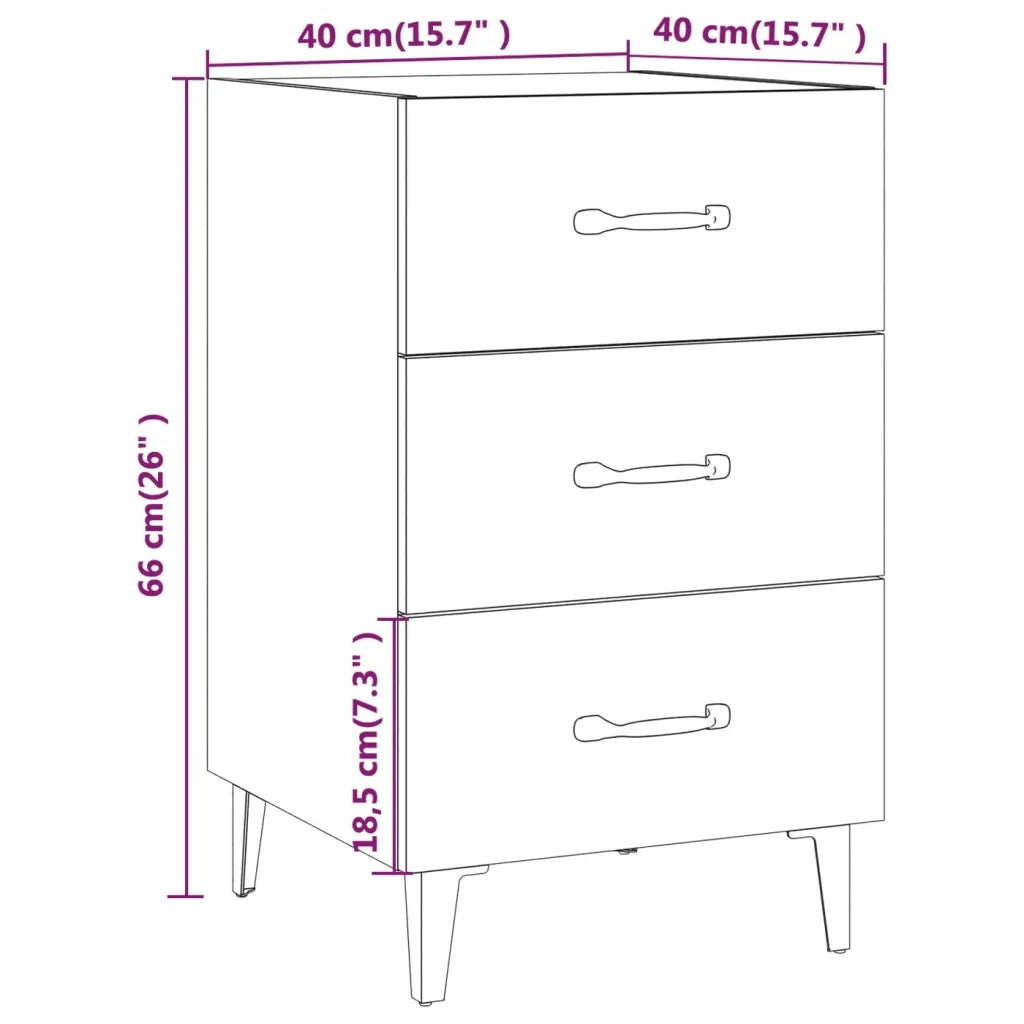 Comodino Rovere Sonoma 40x40x66 cm in Legno Multistrato 812090