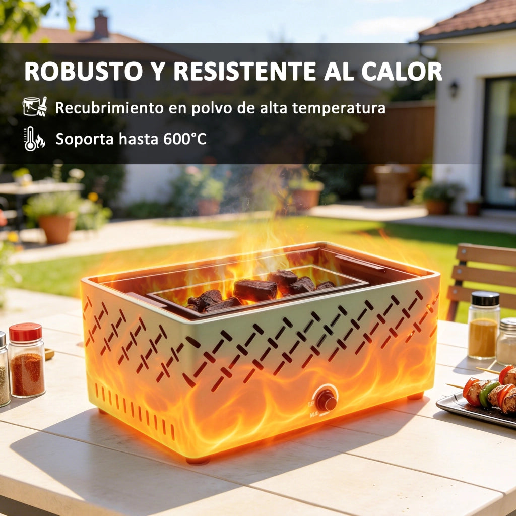 Barbecue a Carbone con Ventilatore ¨C Minimal ¨C Verde 45.5x29x21 cm