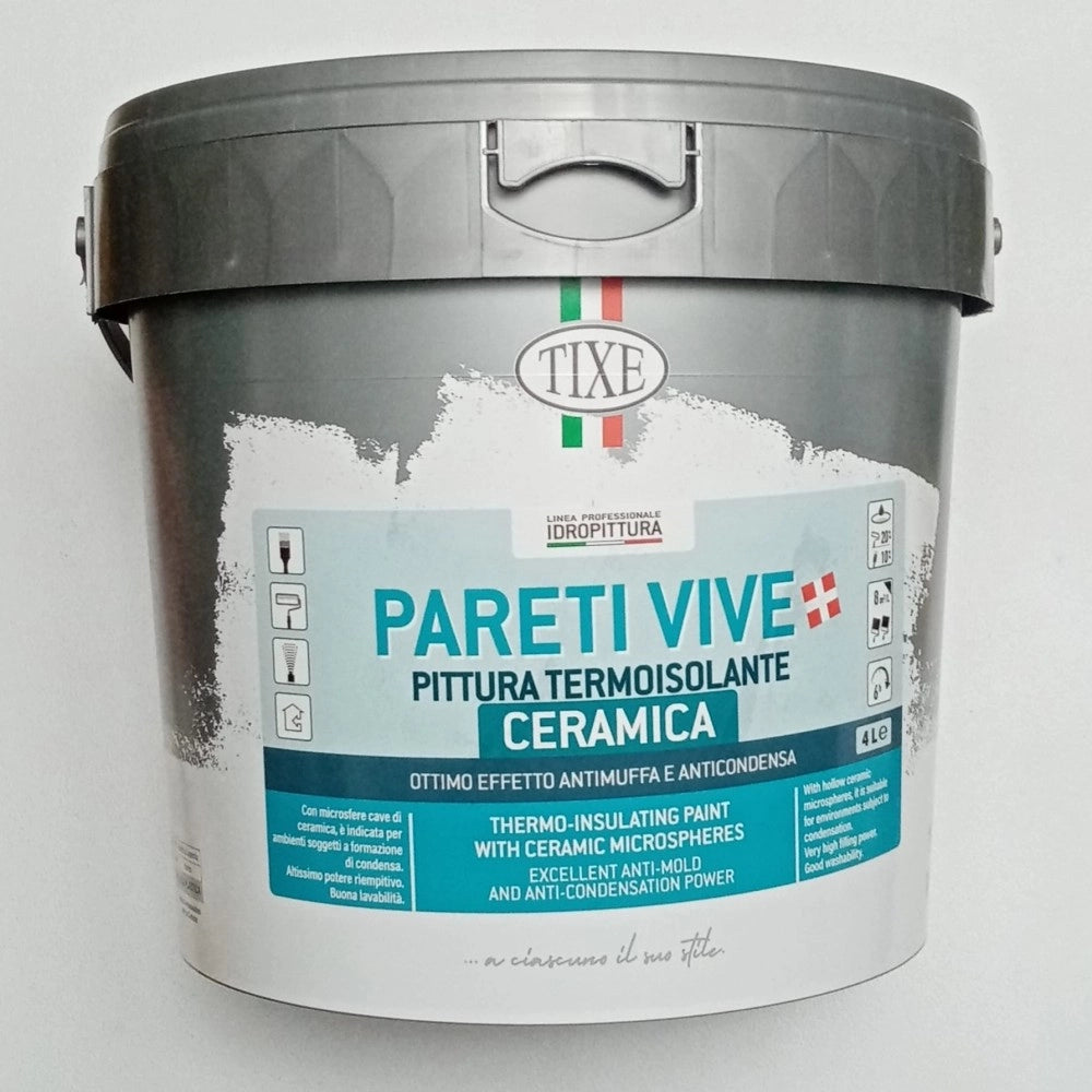 Tixe pareti vive 4lt pittura bianca opaca anticondensa termoisolante ceramica alto spessore con antimuffa lavabile per
