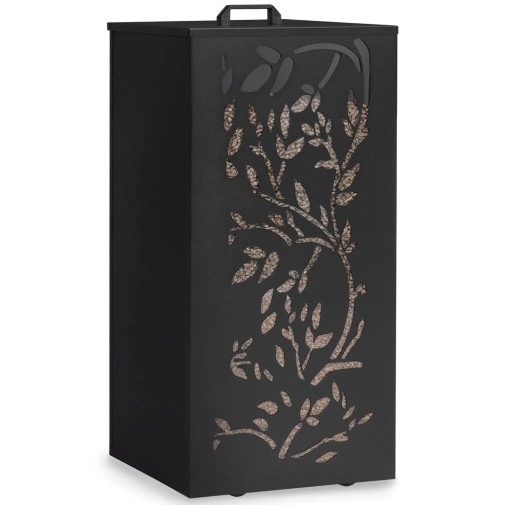 IDMarket - Contenitore per pellet 45 kg nero 36 x 36 x 76 cm - motivo floreale