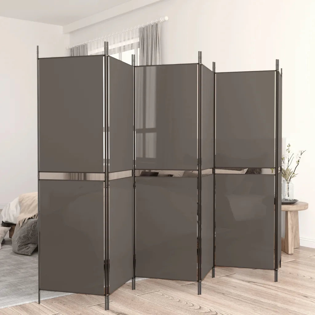 Divisorio a 6 Pannelli Antracite 300x220 cm Tessuto 350256
